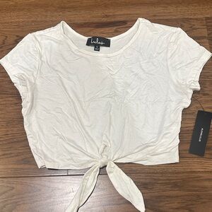 Lulu's Cream Tie-Front Crop Top